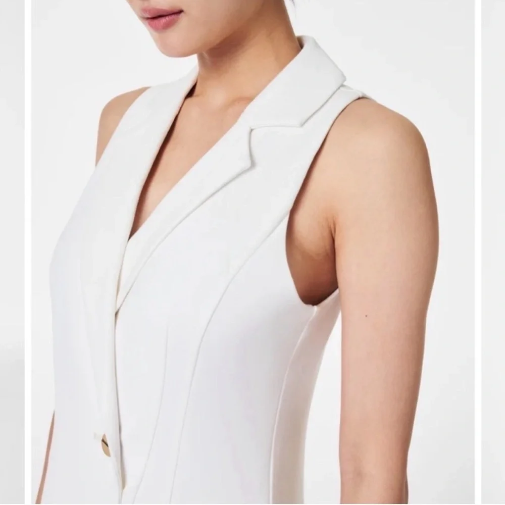 SPANX The Ponte Vest Dress in the color Powder white size small business casual - Picture 2 of 6